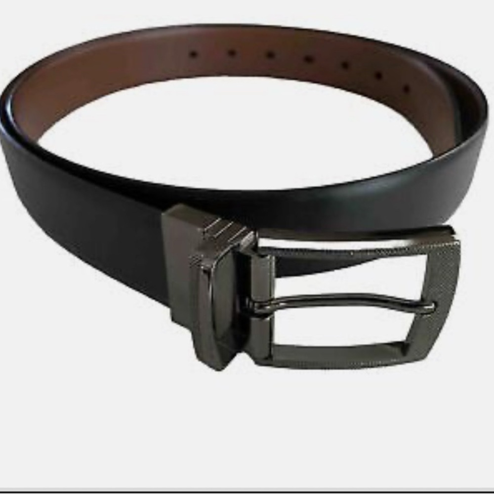 Reversible black brown leather belt 42-44